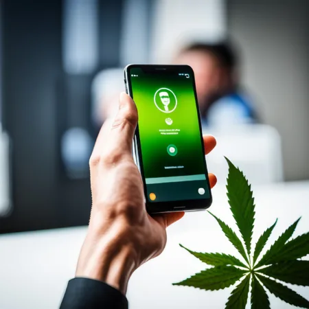 Person using Threads social media app on smartphone with drug content filter warning message displayed