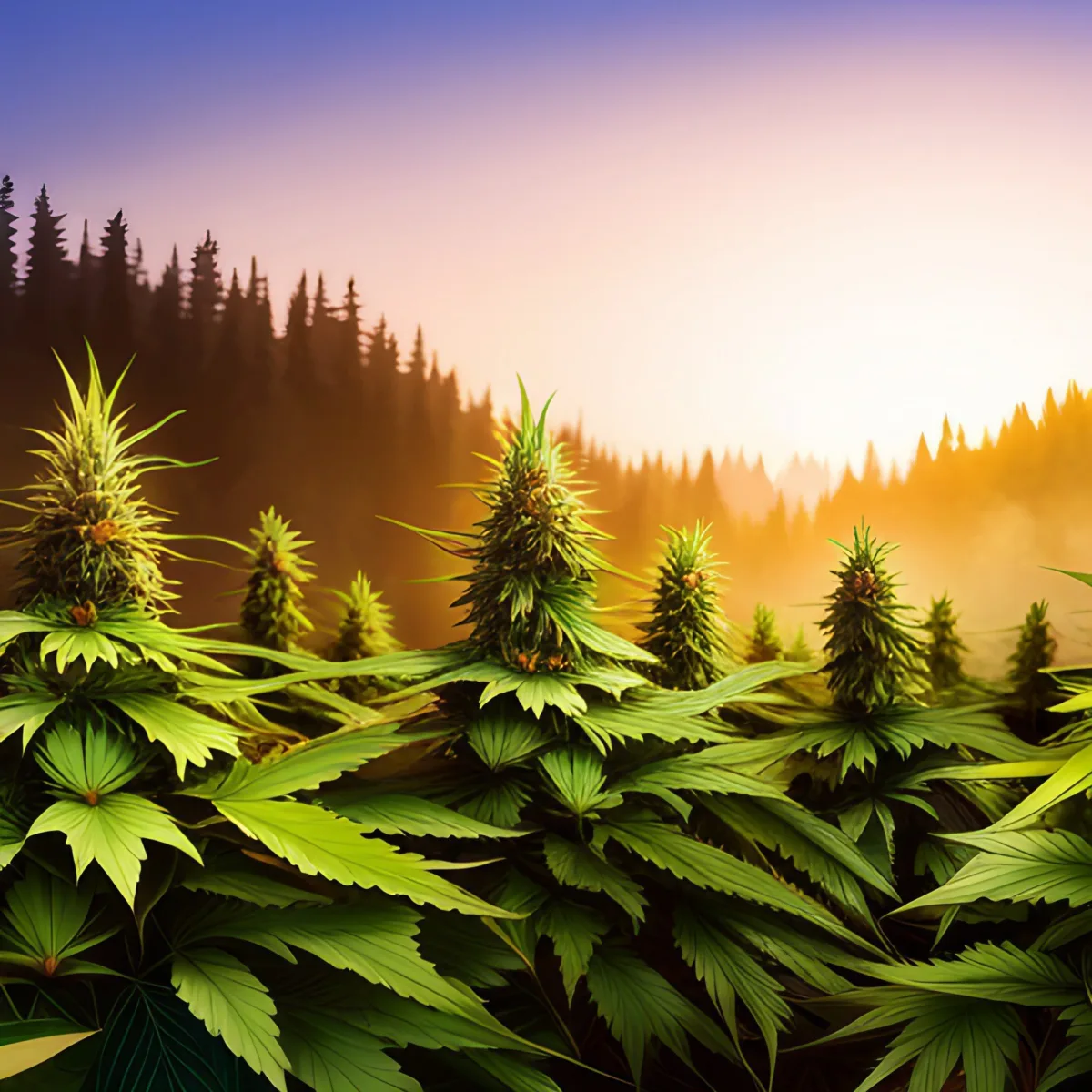 Vibrant cannabis plants growing in a serene outdoor setting, reflecting the beauty of nature and the thriving cannabis industry.