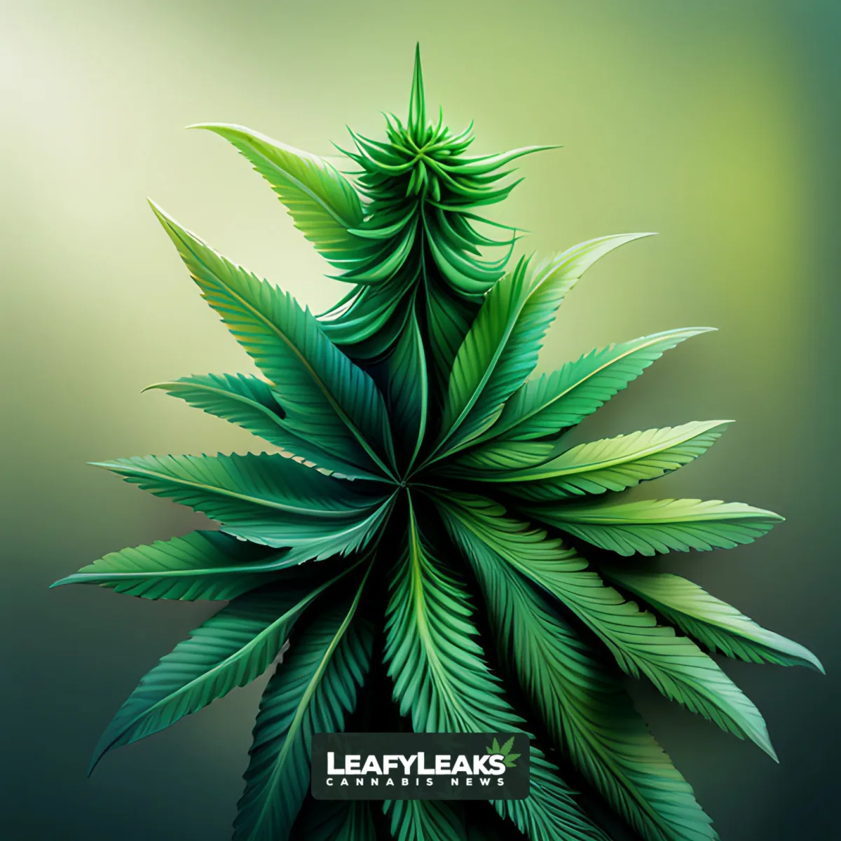 Vibrant cannabis plant with lush green leaves and resinous buds