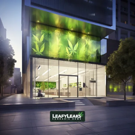 Coalition Urges Expansion of Marijuana Banking Bill for Access to Stock Exchanges, Key Financial Services Futuristic cannabis dispensary showcasing banking and financial services.