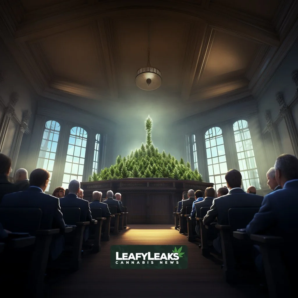 GOP Committee Rejects Federal Cannabis Legalization - AI-generated image of GOP politicians debating cannabis reform in a congressional hearing room.