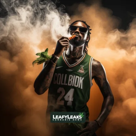NBA Signs Landmark Agreement Allowing Players to Embrace Cannabis: Marijuana Removed from Banned Substances List NBA player embracing cannabis revolution on basketball court.