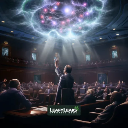 Bipartisan lawmakers discussing psychedelics research in defense bill - AI-generated image