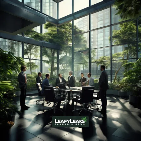 Cannabis Giant Canopy Growth Faces Bleak Future as Analysts Give Zero Value Forecast Amid Mounting Financial Woes Canopy Growth Forecast - Executives discussing financial woes in a modern office setting
