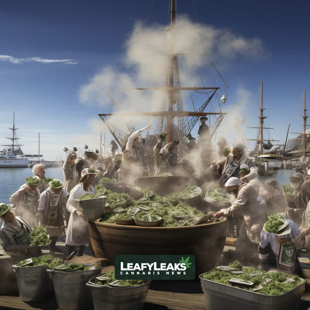 Cannabis-industry-protest-Boston-Harbor-AI-generated