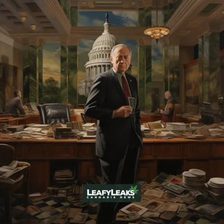 Senator standing firm against surveillance bill in a Senate chamber with AI-generated image.