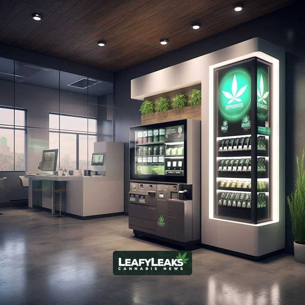 Automated Cannabis Vending Machine in Modern Dispensary