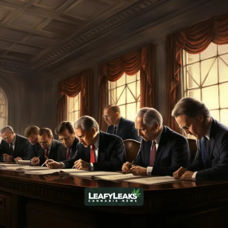 GOP Senators Unwittingly Boost Cartels: Call for Reform - AI-generated image showing Republican senators discussing marijuana legalization impact on cartels.