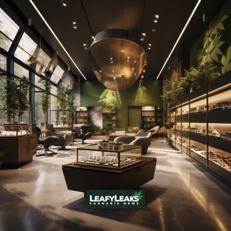 State Cannabis Tax Revenue Reaches $15 Billion, But 2022 Sees First Dip: Experts Blame COVID and Trends Cannabis dispensary interior with products and customers.