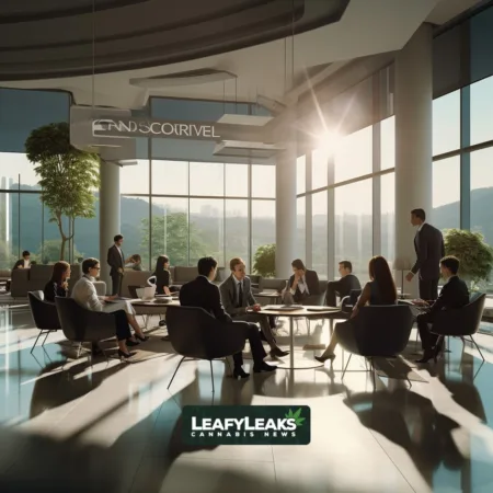 Cronos Group Explores Potential Sale Amid Growing Financial Struggles and Multinational Interest Cronos Group Considers Sale Amidst Multinational Interest - AI-generated image of executives in a corporate office discussing potential sale.