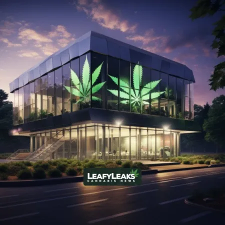 MMJ Business Expansion in Georgia: Thriving cannabis industry in modern cityscape with futuristic cultivation facility, diverse professionals, and compliant practices.