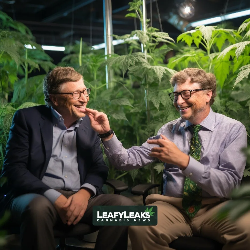 Bill Gates and Seth Rogen discussing cannabis evolution in a podcast conversation