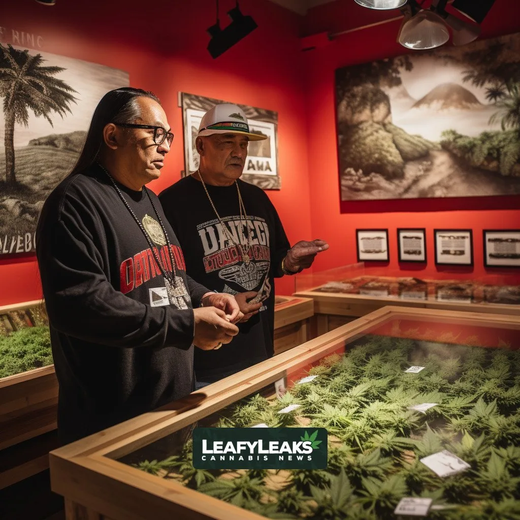 Red Lake Nation tribe's inaugural cannabis shop in Minnesota, surrounded by lush landscape.