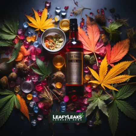 Cannabis Leaf Rising Above Cigarettes and Alcohol - Changing Perceptions of Safety