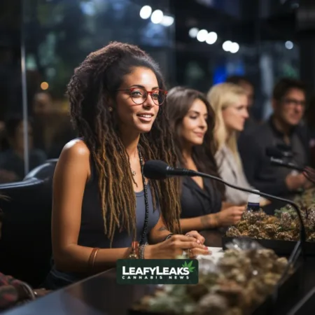 Group discussing Medical Marijuana Legalization's impact on foster care cases, led by LeafyLeaks AI-generated image for Leaky Leaks.