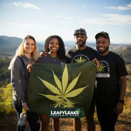 South Dakota Marijuana Legalization Initiative Faces Advocacy Challenges Amidst Language Disputes Diverse group holding a "Marijuana Initiative" banner with South Dakota's landscape in the background.