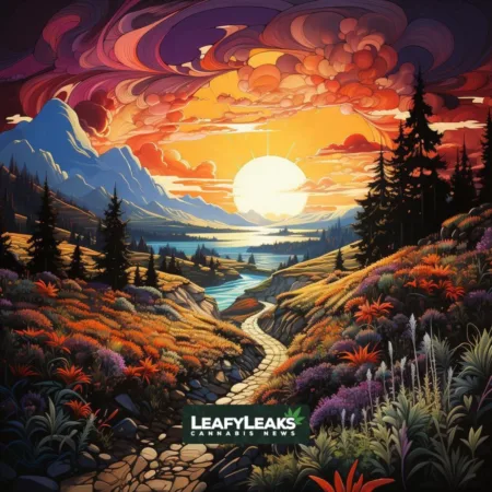 Colorado Psychedelics Regulators Seek Public Input in Crafting Industry Rules Illustration of Colorado landscape merging cannabis leaves with surreal psychedelia, depicting regulated natural medicine. Psychedelics Regulations.