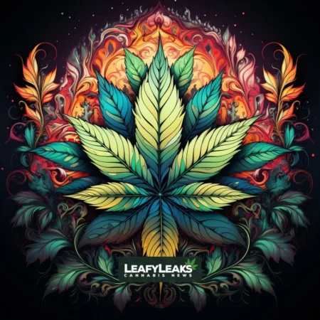California Senate Passes Psychedelics and Marijuana Employment Bills With New Amendments Illustration of cannabis leaf intertwined with a psychedelic pattern, symbolizing California's Psychedelics and Marijuana Bills. Ai generated image for LeafyLeaks.