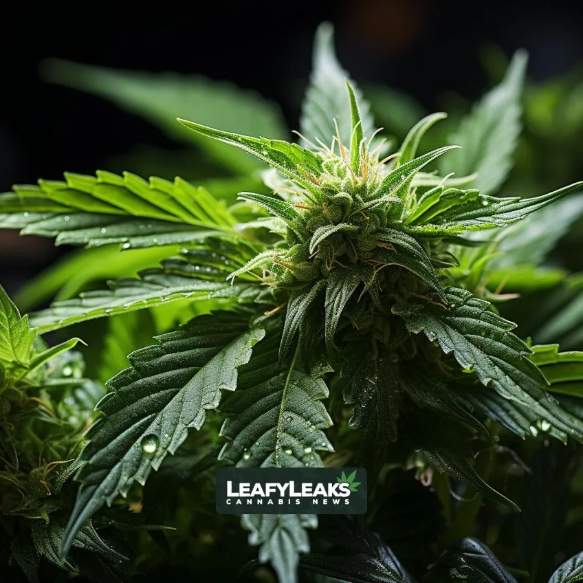 Cannabis leaf with the text "Psychedelics Legalization Bill" by LeafyLeaks