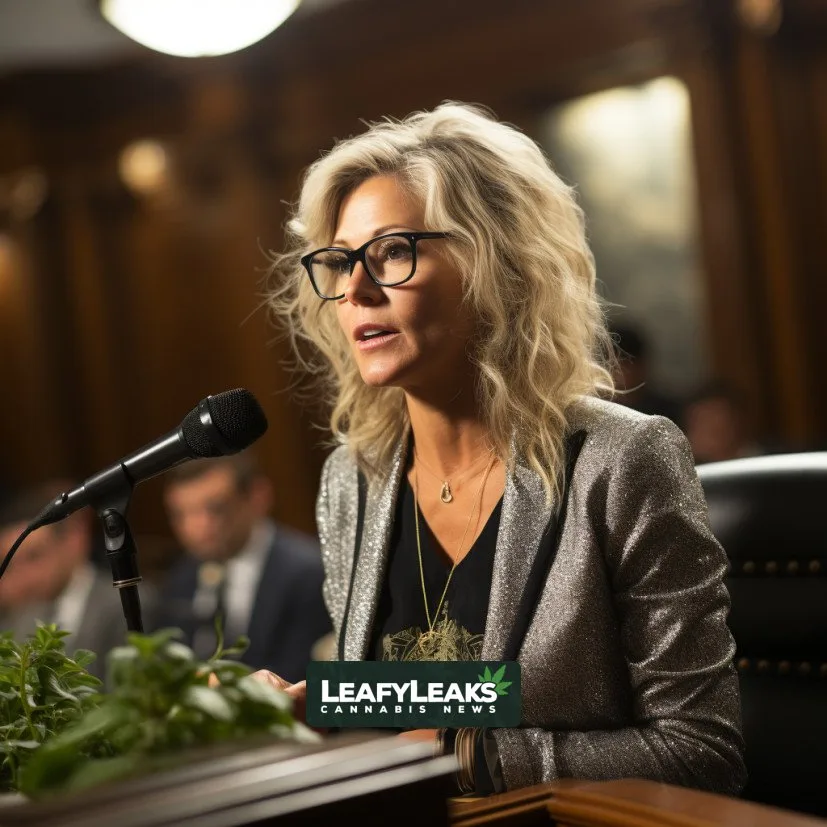 Senator Cynthia Lummis discussing FDA Cannabis Legalization - Cannabis News by LeafyLeaks.com, Ai Generated image for Leafy Leaks