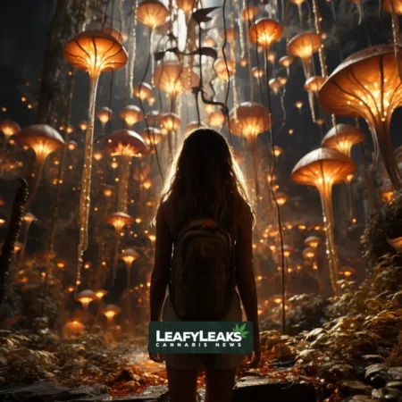 Alt Text: Psilocybin Study Findings - A person exploring magic mushrooms in a vibrant forest.