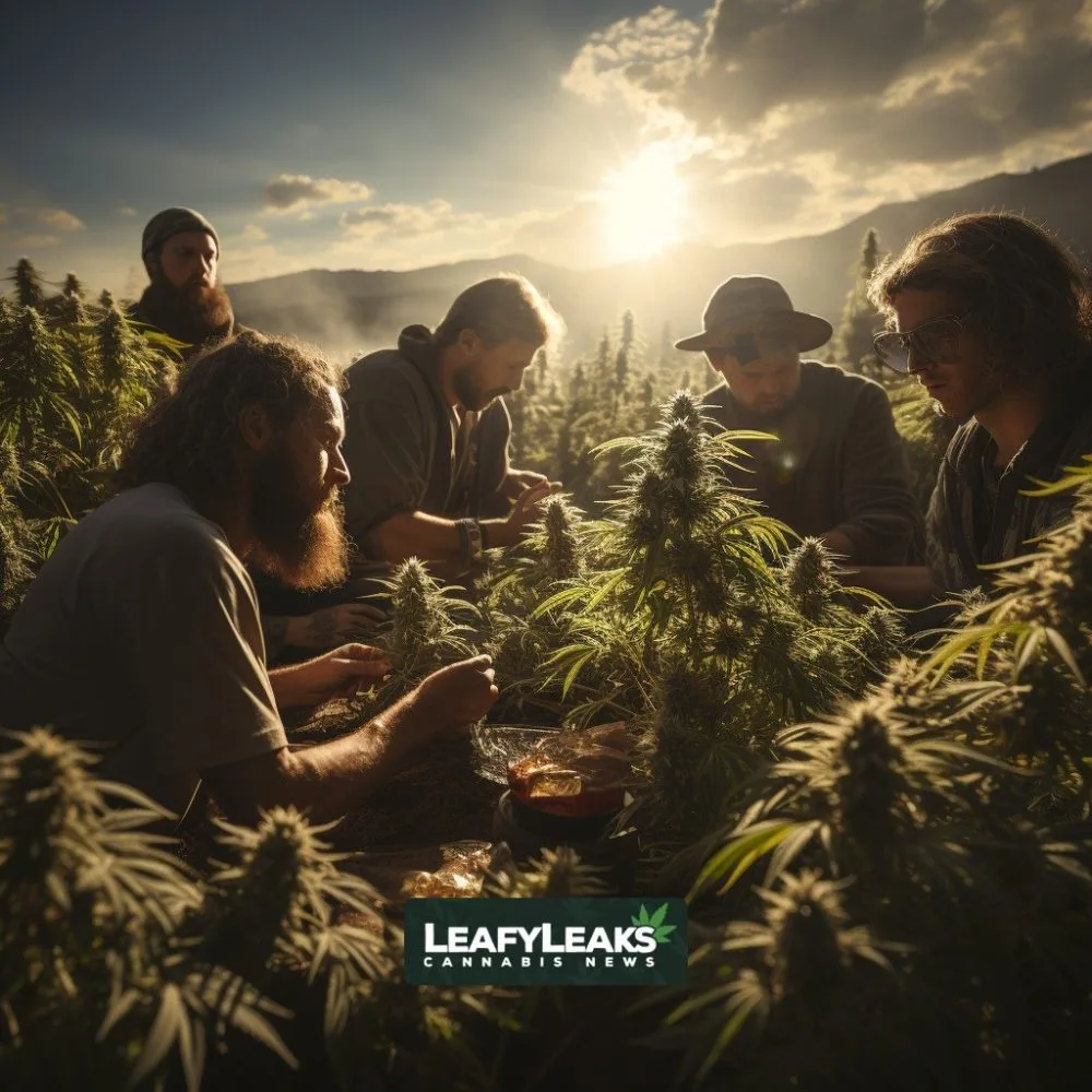 A group of Nebraska Medical Marijuana Campaign activists in a cannabis field - Keyphrase: Medical Marijuana Campaign
