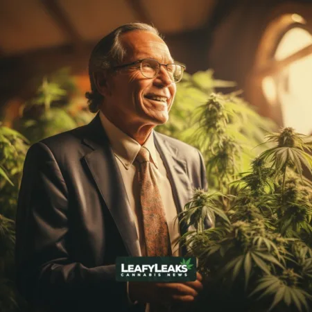 Governor Jay Inslee with Cannabis Plants - Drug Conviction Refunds News by LeafyLeaks.com, Ai Generated image for Leafy Leaks