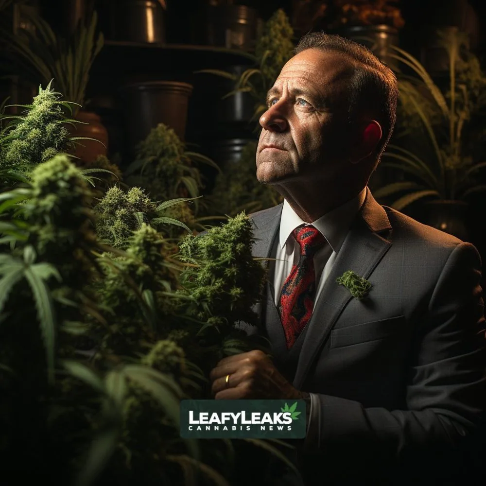"Rep. Greg Murphy pondering the Marijuana Rescheduling Inquiry - Cannabis News by LeafyLeaks.com, Ai Generated image for Leafy Leaks"