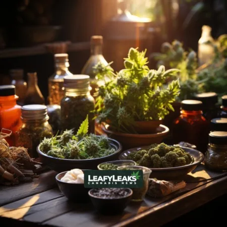 A person enjoying a serene cannabis moment in a sunlit garden - Cannabis News by LeafyLeaks.com, Ai Generated image for Leafy Leaks