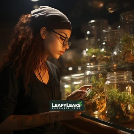 Study Shows Significant Reductions in Marijuana Use Among Young Adults After Legalization A person studying cannabis products in a dispensary - Marijuana Use Reduction