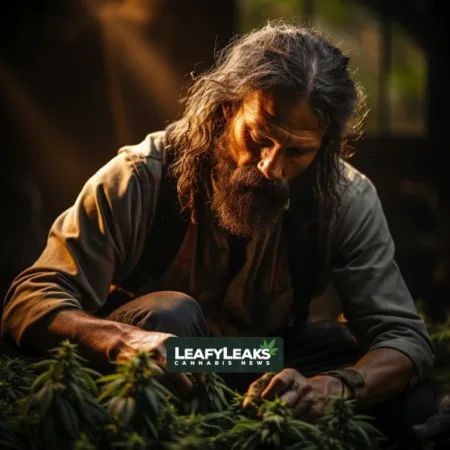 Close-up of a hemp farmer inspecting cannabis plants in Virginia's fields - Total THC Limits