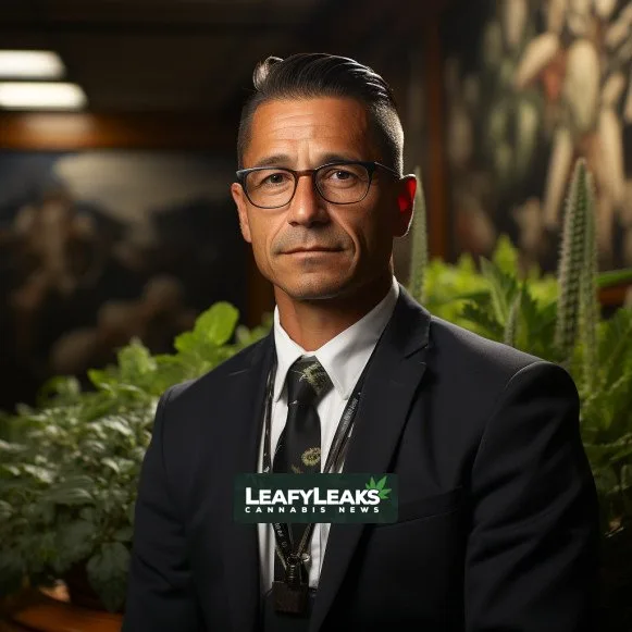 Rep. Robert Garcia standing beside a vibrant cannabis plant - Marijuana Testing Block