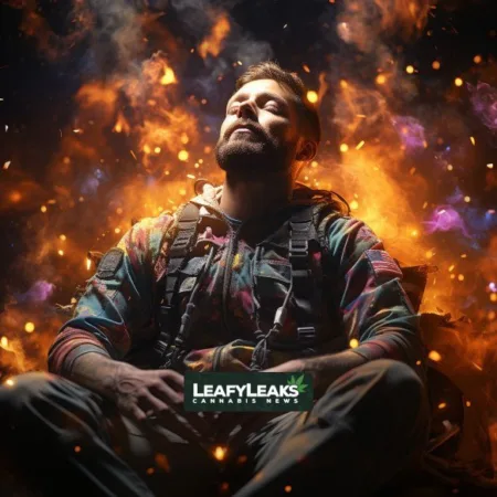 Military veteran finding hope through Psychedelics and Veterans Mental Health treatment. Cannabis News by LeafyLeaks.com, AI Generated image for Leafy Leaks.