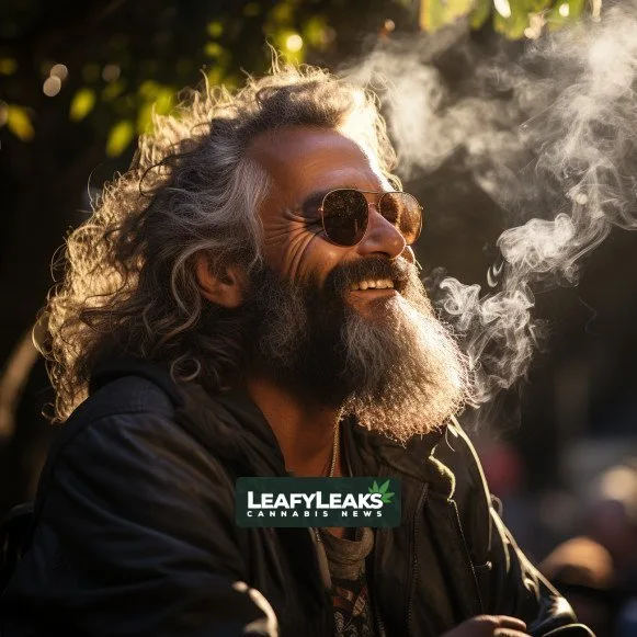 A person celebrating Psychedelic Decriminalization - Cannabis News by LeafyLeaks.com, Ai Generated image for Leafy Leaks