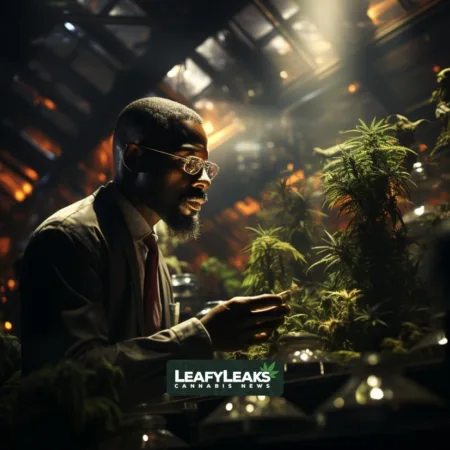 New Jersey Awards $12 Million in Grants to 48 Marijuana Businesses, Focusing on Equity Marijuana Business Grants - A diverse group of entrepreneurs discussing cannabis opportunities. Cannabis News by LeafyLeaks.com, Ai Generated image for Leafy Leaks
