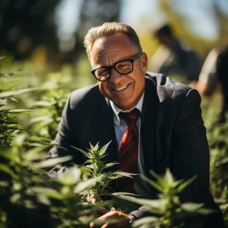 Congressional Committee Urges DOJ To Study ‘Adequacy’ Of State Marijuana Laws And Address Federal Research Barriers A close-up shot of Rep. Dave Joyce in a cannabis field.