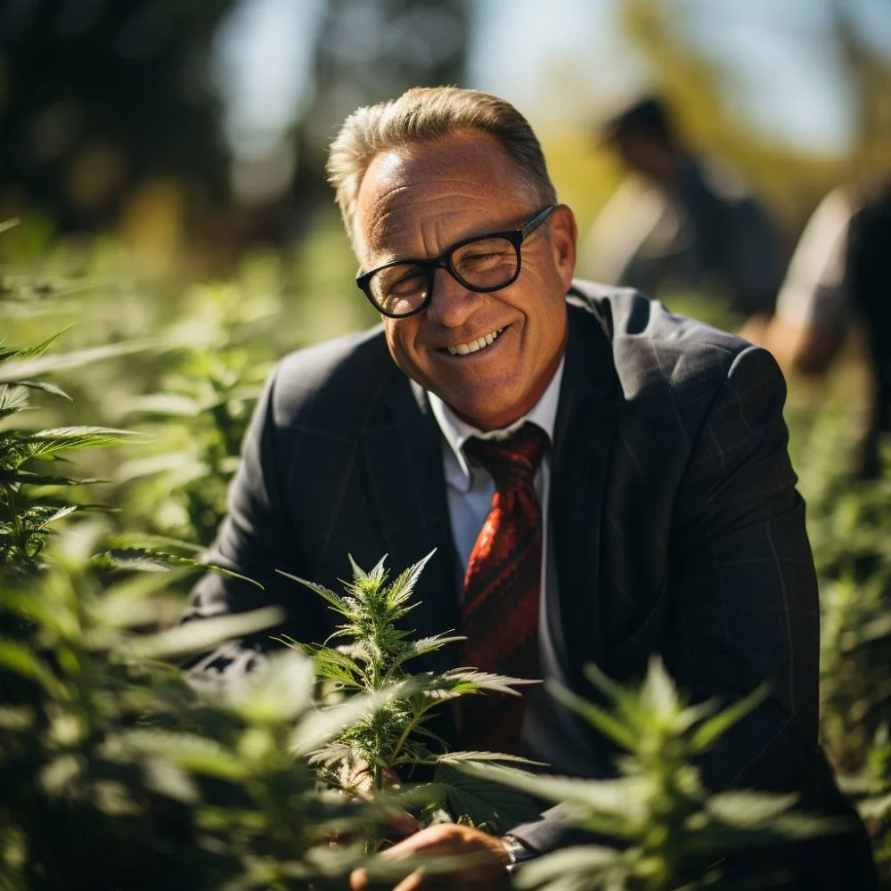 A close-up shot of Rep. Dave Joyce in a cannabis field.