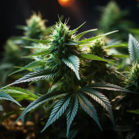 An artistic close-up image of a cannabis plant with detailed textures representing Hemp Legalization Impact. Cannabis News by LeafyLeaks.com, Ai Generated image for Leafy Leaks.