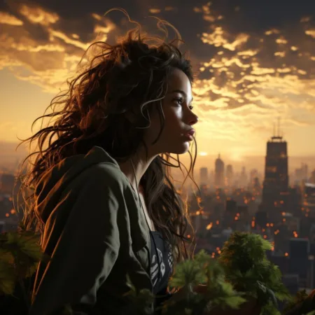 New York Officials Change Drug Testing Guidelines Post Cannabis Legalization Alt Text: Person enjoying cannabis with New York City skyline in the background - Drug Testing Guidelines, Cannabis News by LeafyLeaks.com, Ai Generated image for Leafy Leaks