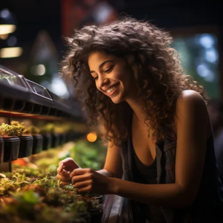 A person enjoying Legal Marijuana Sales in Virginia, surrounded by cannabis plants. Cannabis News by LeafyLeaks.com, Ai Generated image for Leafy Leaks.