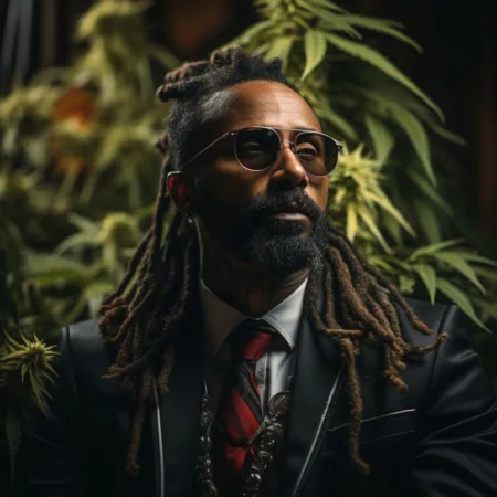 New Hampshire Marijuana Legalization Commission Faces Challenges Ahead of Bill Deadline Senator Daryl Abbas in a cannabis-themed photo for LeafyLeaks.com