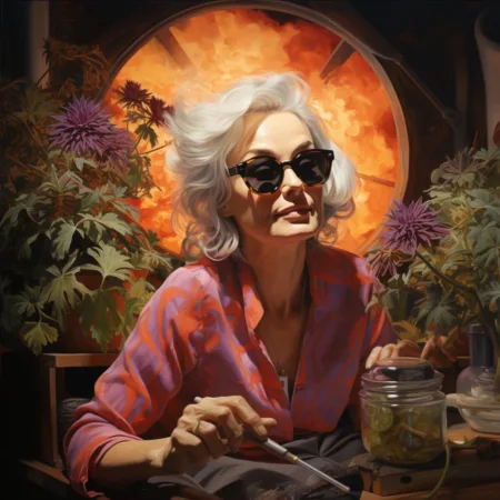 Federal Health Official Critiques Abstinence-Only Drug Treatment and U.S. Drug Policies Portrait of Nora Volkow surrounded by cannabis plants - Abstinence-Only Drug Treatment - Cannabis News by LeafyLeaks.com