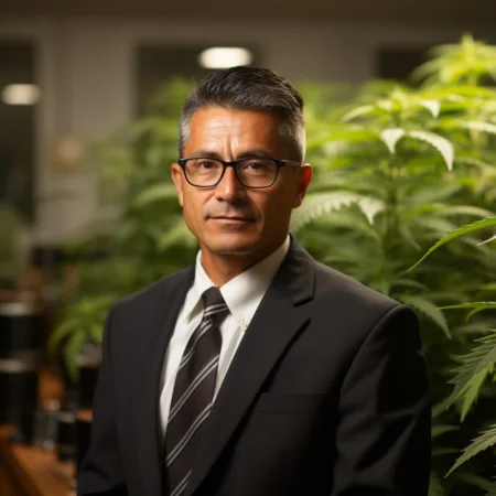An image of Xavier Becerra discussing Marijuana Data trends in a cannabis-related context. Cannabis News by LeafyLeaks.com.