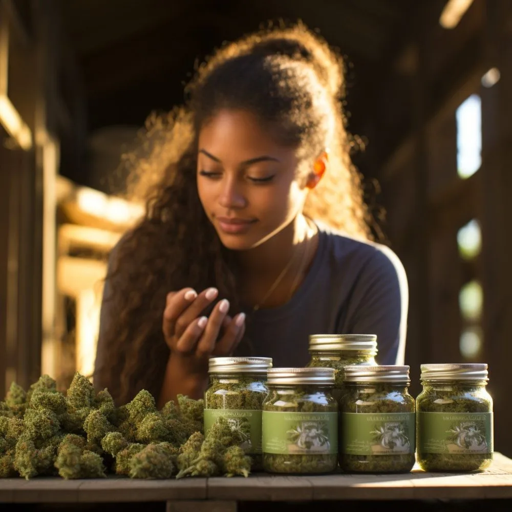 Saliva Testing Labs - A person using a cannabis product outdoors. Cannabis News by LeafyLeaks.com, Ai Generated image for Leafy Leaks.
