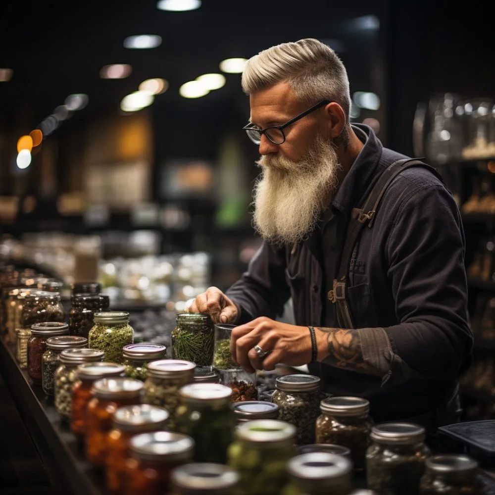 A person examining Ohio Marijuana Law articles on LeafyLeaks.com. Cannabis News by LeafyLeaks.com, Ai Generated image for Leafy Leaks.