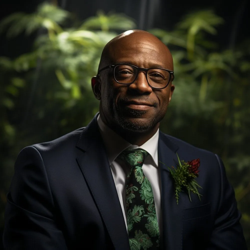 Alt text: Senator Raphael Warnock discussing Marijuana Banking Reform - Cannabis News by LeafyLeaks.com, Ai Generated image for Leafy Leaks