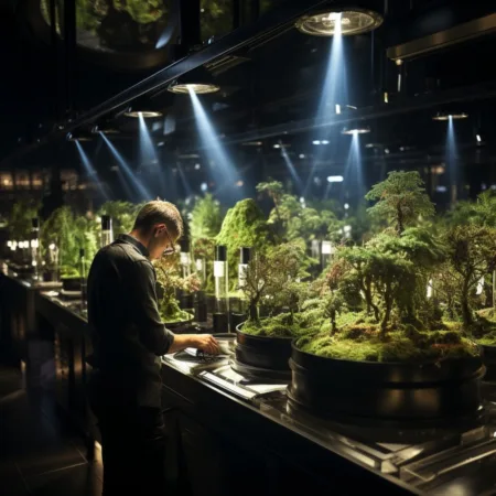 Federal Agency Launches Cannabis Research Center Amid Scientists’ Concerns A scientist in a modern cannabis research lab, surrounded by lush green marijuana plants. Realistic, well-lit, sharp-focus, artistic. Cannabis News by LeafyLeaks.com, Ai Generated image for Leafy Leaks.
