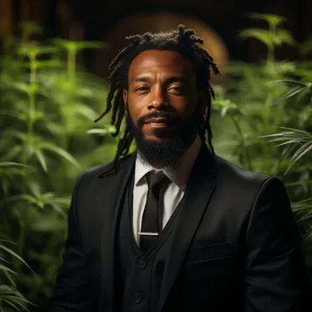 Antoine Mordican, CEO of Native Black Cultivation, in a lush cannabis field - Medical Cannabis Licenses