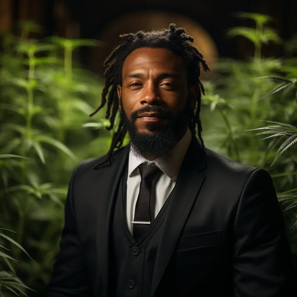 Antoine Mordican, CEO of Native Black Cultivation, in a lush cannabis field - Medical Cannabis Licenses