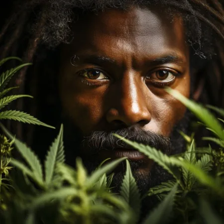 Medical Marijuana Licenses - A person in the cannabis industry next to lush cannabis plants. Cannabis News by LeafyLeaks.com, Ai Generated image for Leafy Leaks.